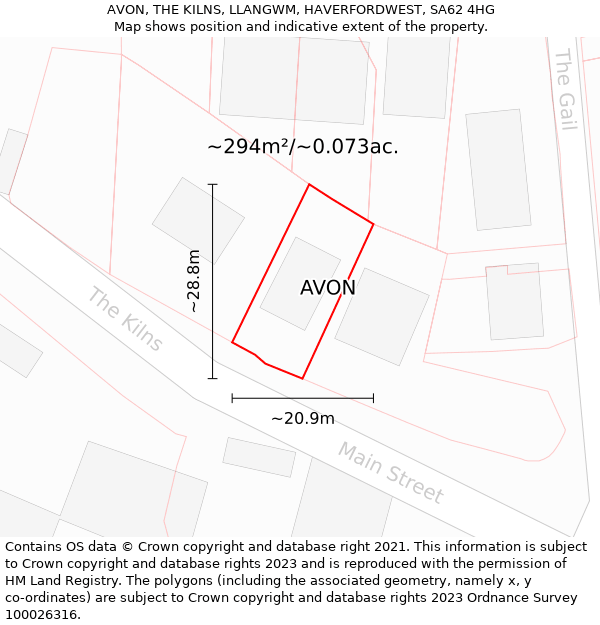 AVON, THE KILNS, LLANGWM, HAVERFORDWEST, SA62 4HG: Plot and title map