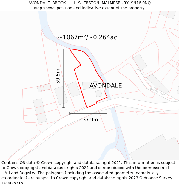 AVONDALE, BROOK HILL, SHERSTON, MALMESBURY, SN16 0NQ: Plot and title map