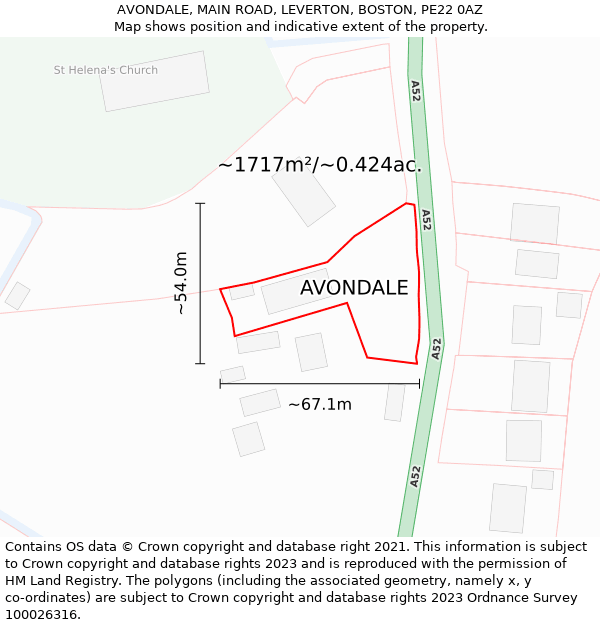 AVONDALE, MAIN ROAD, LEVERTON, BOSTON, PE22 0AZ: Plot and title map