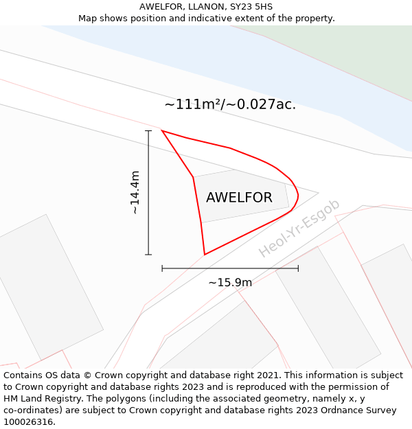 AWELFOR, LLANON, SY23 5HS: Plot and title map