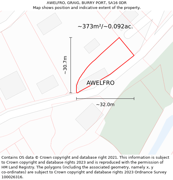 AWELFRO, GRAIG, BURRY PORT, SA16 0DR: Plot and title map