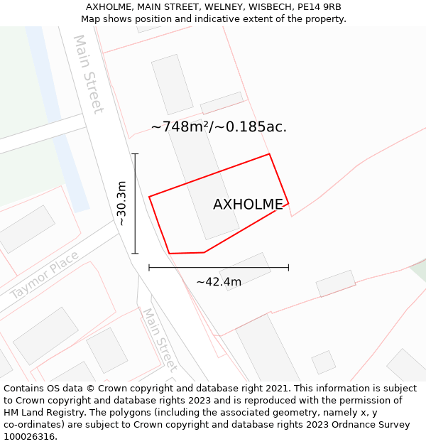 AXHOLME, MAIN STREET, WELNEY, WISBECH, PE14 9RB: Plot and title map