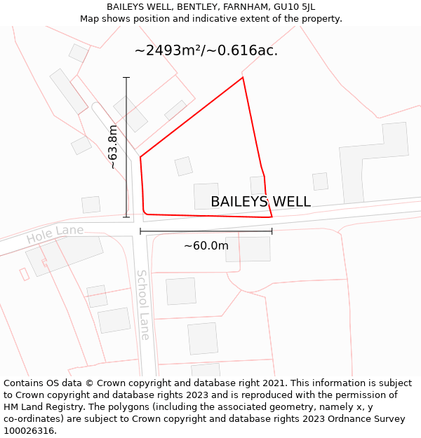 BAILEYS WELL, BENTLEY, FARNHAM, GU10 5JL: Plot and title map