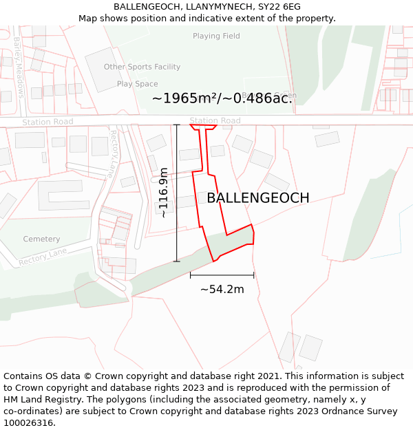 BALLENGEOCH, LLANYMYNECH, SY22 6EG: Plot and title map