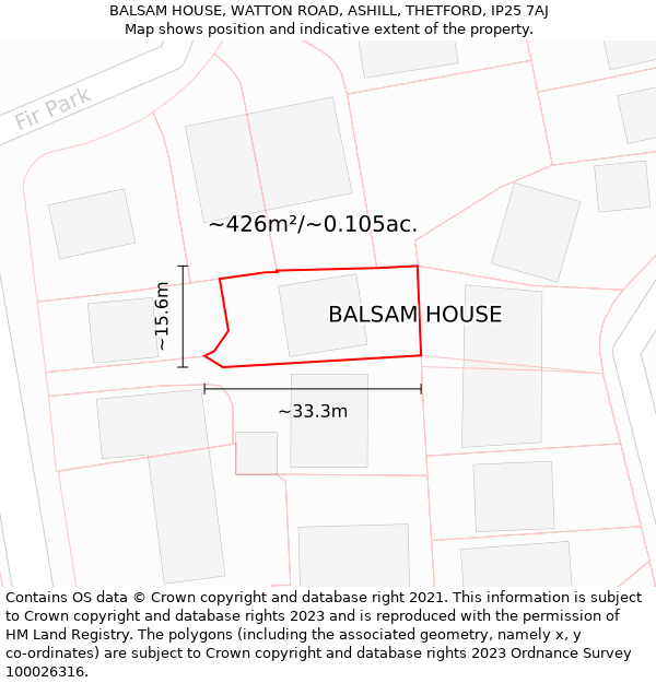 BALSAM HOUSE, WATTON ROAD, ASHILL, THETFORD, IP25 7AJ: Plot and title map