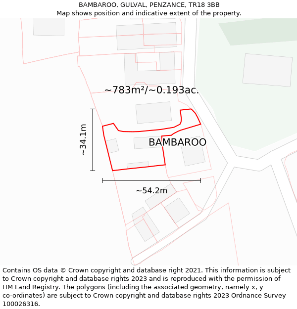 BAMBAROO, GULVAL, PENZANCE, TR18 3BB: Plot and title map