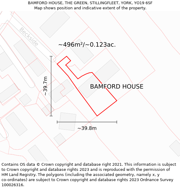 BAMFORD HOUSE, THE GREEN, STILLINGFLEET, YORK, YO19 6SF: Plot and title map