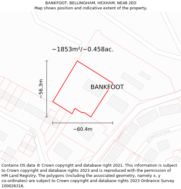 BANKFOOT, BELLINGHAM, HEXHAM, NE48 2ED: Plot and title map