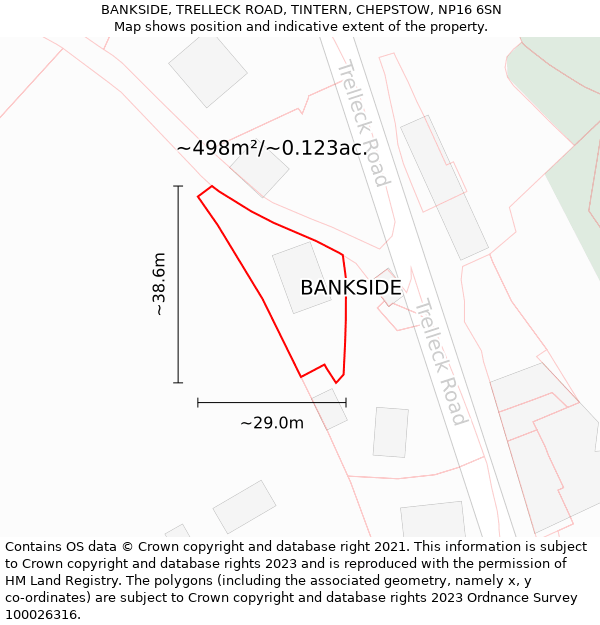 BANKSIDE, TRELLECK ROAD, TINTERN, CHEPSTOW, NP16 6SN: Plot and title map