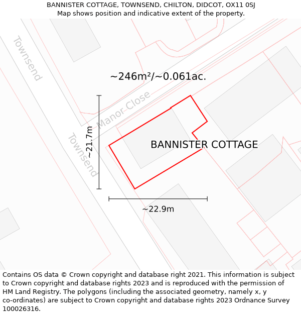 BANNISTER COTTAGE, TOWNSEND, CHILTON, DIDCOT, OX11 0SJ: Plot and title map