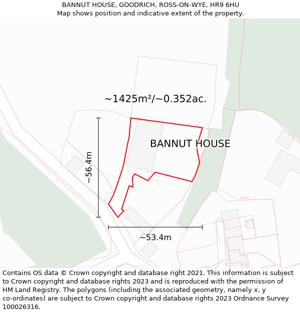 BANNUT HOUSE, GOODRICH, ROSS-ON-WYE, HR9 6HU: Plot and title map