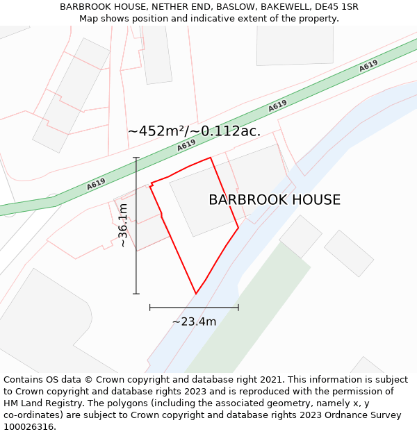BARBROOK HOUSE, NETHER END, BASLOW, BAKEWELL, DE45 1SR: Plot and title map