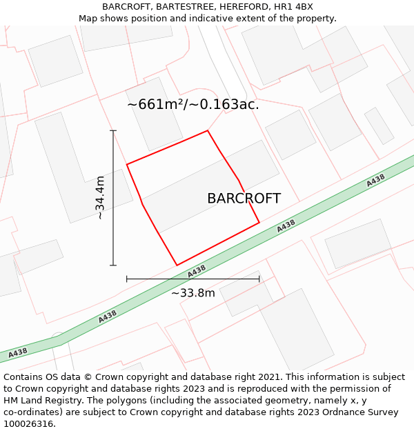 BARCROFT, BARTESTREE, HEREFORD, HR1 4BX: Plot and title map