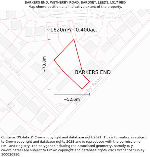 BARKERS END, WETHERBY ROAD, BARDSEY, LEEDS, LS17 9BD: Plot and title map