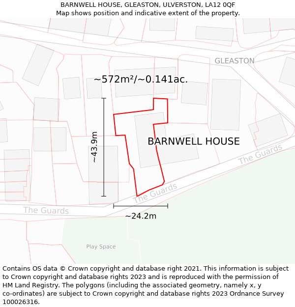 BARNWELL HOUSE, GLEASTON, ULVERSTON, LA12 0QF: Plot and title map