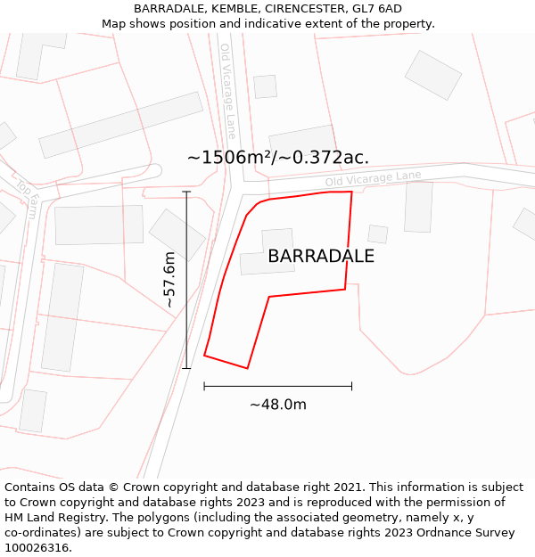 BARRADALE, KEMBLE, CIRENCESTER, GL7 6AD: Plot and title map