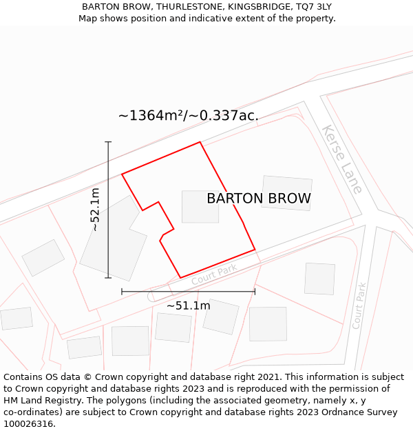 BARTON BROW, THURLESTONE, KINGSBRIDGE, TQ7 3LY: Plot and title map