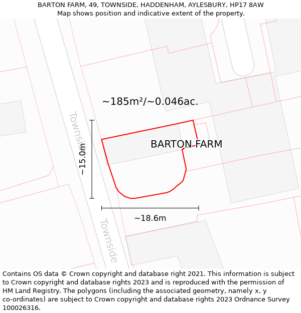 BARTON FARM, 49, TOWNSIDE, HADDENHAM, AYLESBURY, HP17 8AW: Plot and title map