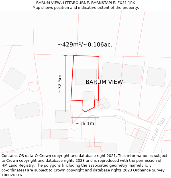 BARUM VIEW, LITTABOURNE, BARNSTAPLE, EX31 1PX: Plot and title map