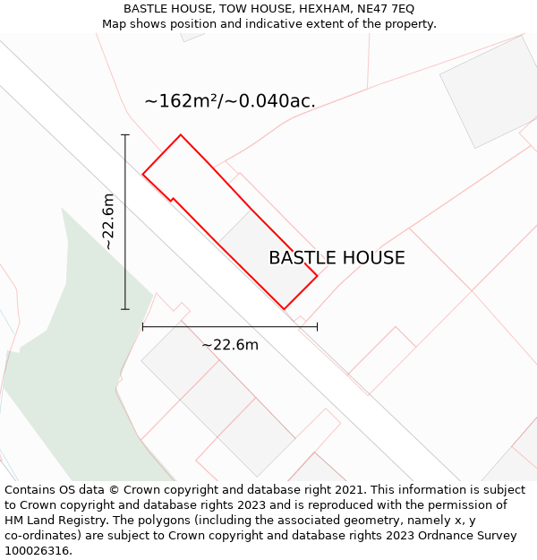BASTLE HOUSE, TOW HOUSE, HEXHAM, NE47 7EQ: Plot and title map