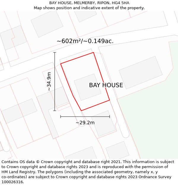 BAY HOUSE, MELMERBY, RIPON, HG4 5HA: Plot and title map