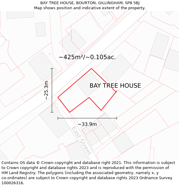 BAY TREE HOUSE, BOURTON, GILLINGHAM, SP8 5BJ: Plot and title map