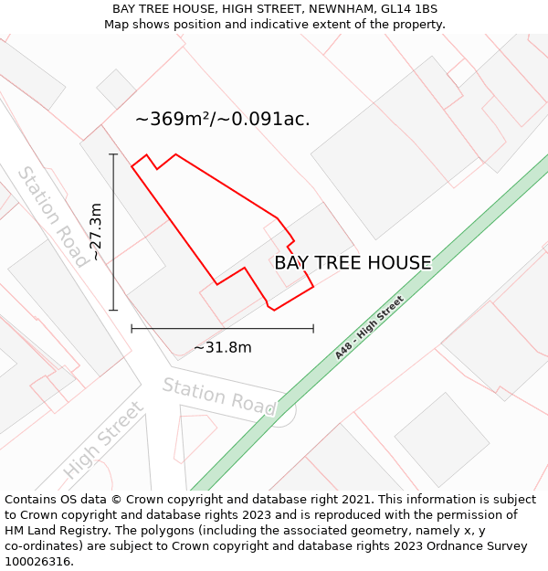 BAY TREE HOUSE, HIGH STREET, NEWNHAM, GL14 1BS: Plot and title map