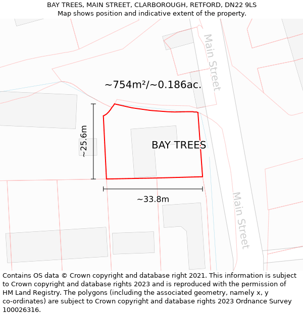 BAY TREES, MAIN STREET, CLARBOROUGH, RETFORD, DN22 9LS: Plot and title map