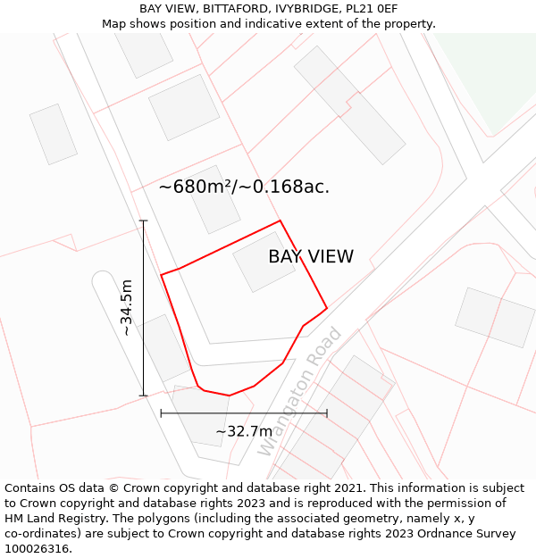 BAY VIEW, BITTAFORD, IVYBRIDGE, PL21 0EF: Plot and title map