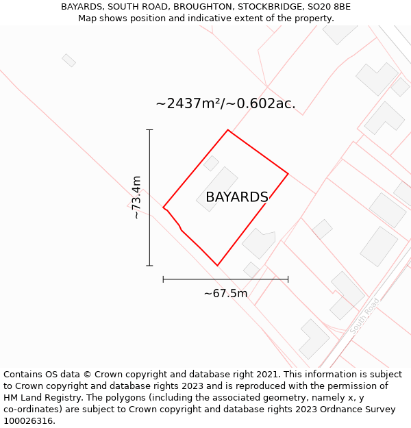 BAYARDS, SOUTH ROAD, BROUGHTON, STOCKBRIDGE, SO20 8BE: Plot and title map