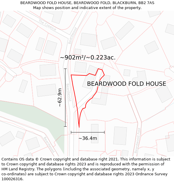 BEARDWOOD FOLD HOUSE, BEARDWOOD FOLD, BLACKBURN, BB2 7AS: Plot and title map