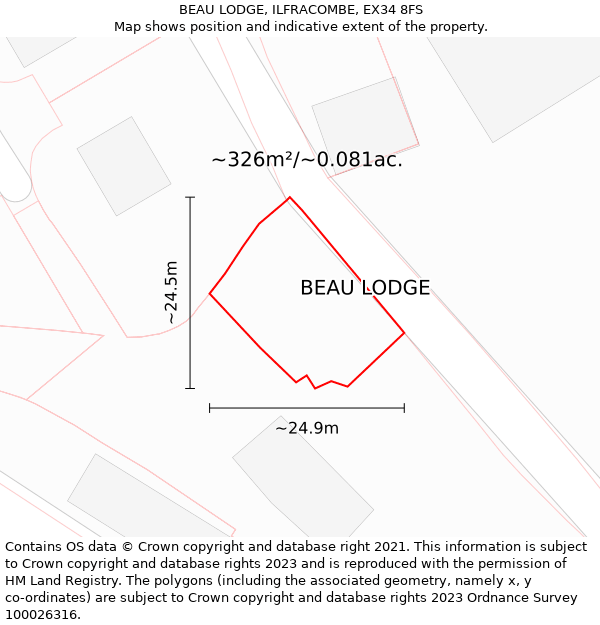 BEAU LODGE, ILFRACOMBE, EX34 8FS: Plot and title map