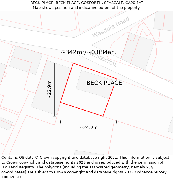 BECK PLACE, BECK PLACE, GOSFORTH, SEASCALE, CA20 1AT: Plot and title map