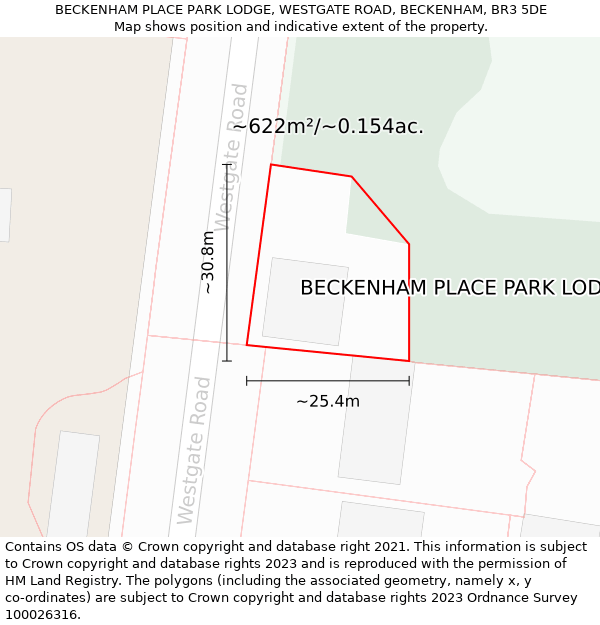 BECKENHAM PLACE PARK LODGE, WESTGATE ROAD, BECKENHAM, BR3 5DE: Plot and title map