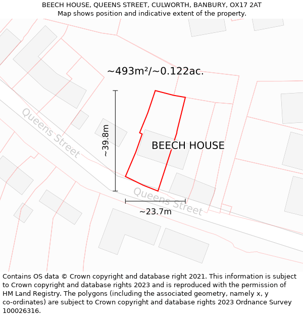BEECH HOUSE, QUEENS STREET, CULWORTH, BANBURY, OX17 2AT: Plot and title map