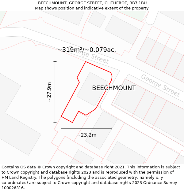 BEECHMOUNT, GEORGE STREET, CLITHEROE, BB7 1BU: Plot and title map