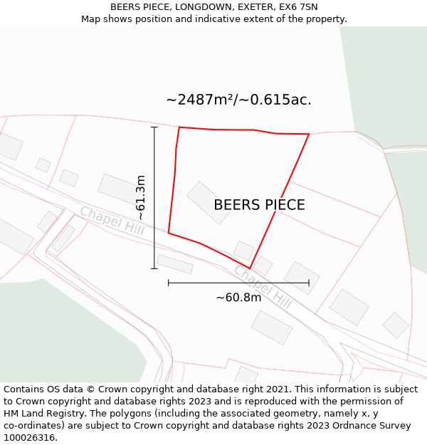 BEERS PIECE, LONGDOWN, EXETER, EX6 7SN: Plot and title map