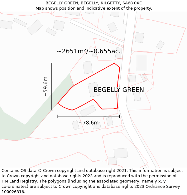 BEGELLY GREEN, BEGELLY, KILGETTY, SA68 0XE: Plot and title map