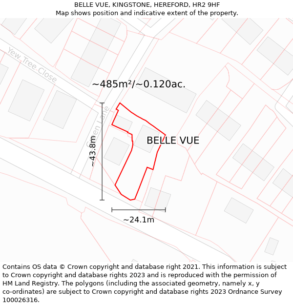 BELLE VUE, KINGSTONE, HEREFORD, HR2 9HF: Plot and title map