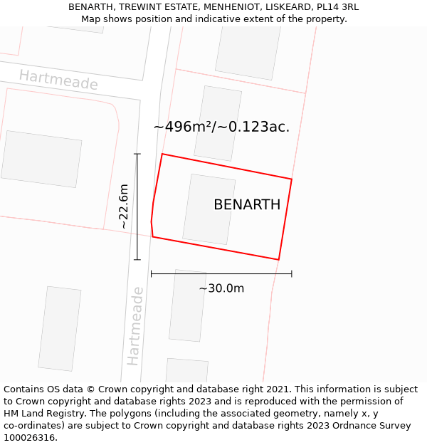 BENARTH, TREWINT ESTATE, MENHENIOT, LISKEARD, PL14 3RL: Plot and title map