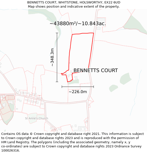 BENNETTS COURT, WHITSTONE, HOLSWORTHY, EX22 6UD: Plot and title map