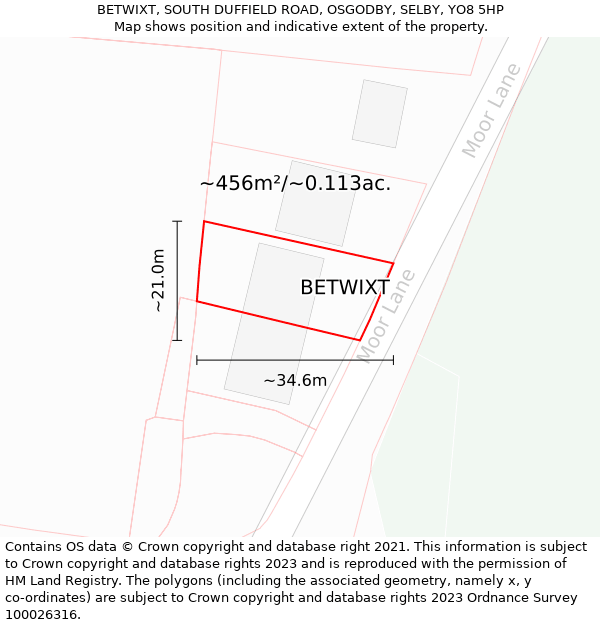 BETWIXT, SOUTH DUFFIELD ROAD, OSGODBY, SELBY, YO8 5HP: Plot and title map