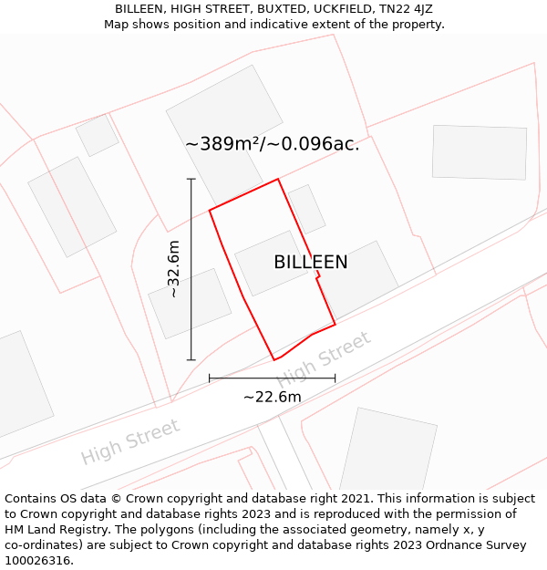 BILLEEN, HIGH STREET, BUXTED, UCKFIELD, TN22 4JZ: Plot and title map