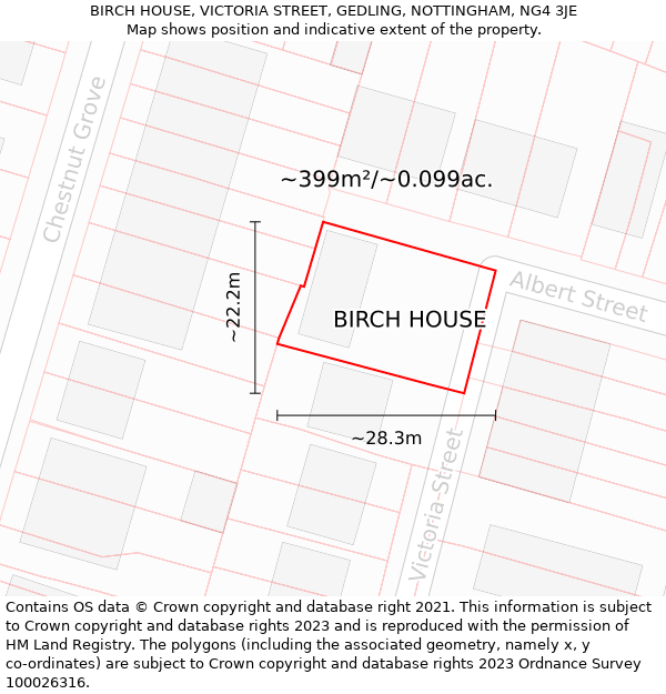 BIRCH HOUSE, VICTORIA STREET, GEDLING, NOTTINGHAM, NG4 3JE: Plot and title map