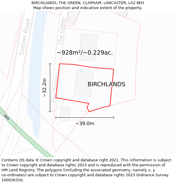 BIRCHLANDS, THE GREEN, CLAPHAM, LANCASTER, LA2 8EH: Plot and title map