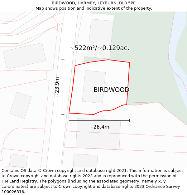 BIRDWOOD, HARMBY, LEYBURN, DL8 5PE: Plot and title map