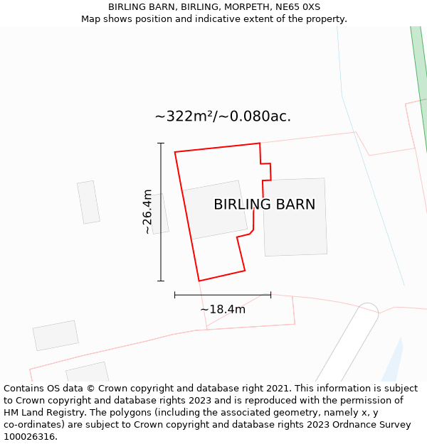 BIRLING BARN, BIRLING, MORPETH, NE65 0XS: Plot and title map