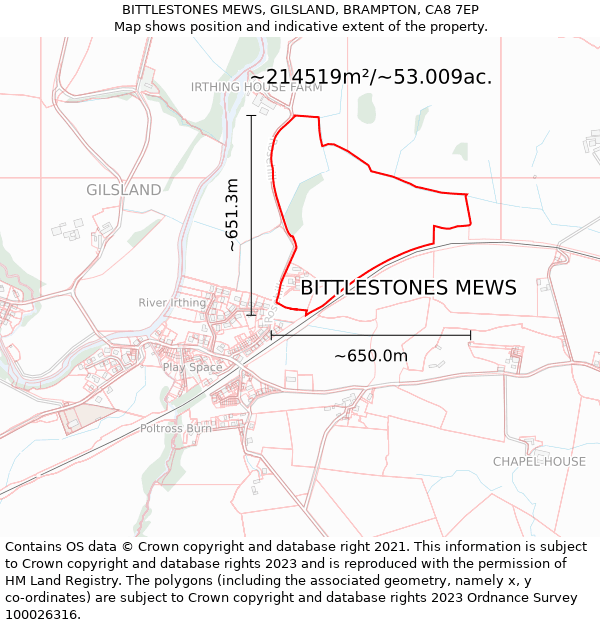 BITTLESTONES MEWS, GILSLAND, BRAMPTON, CA8 7EP: Plot and title map