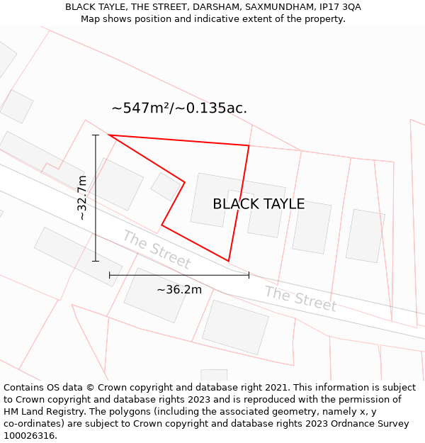 BLACK TAYLE, THE STREET, DARSHAM, SAXMUNDHAM, IP17 3QA: Plot and title map