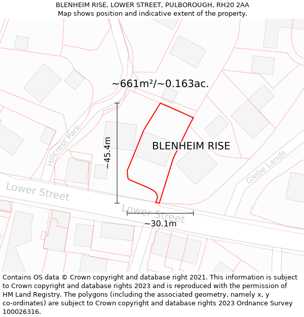 BLENHEIM RISE, LOWER STREET, PULBOROUGH, RH20 2AA: Plot and title map